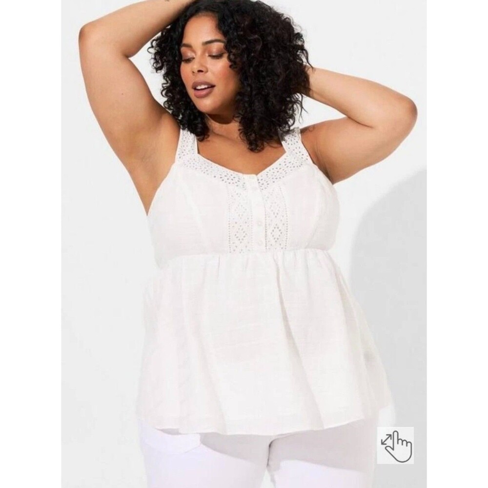 torrid White Eyelet Babydoll Tank Top